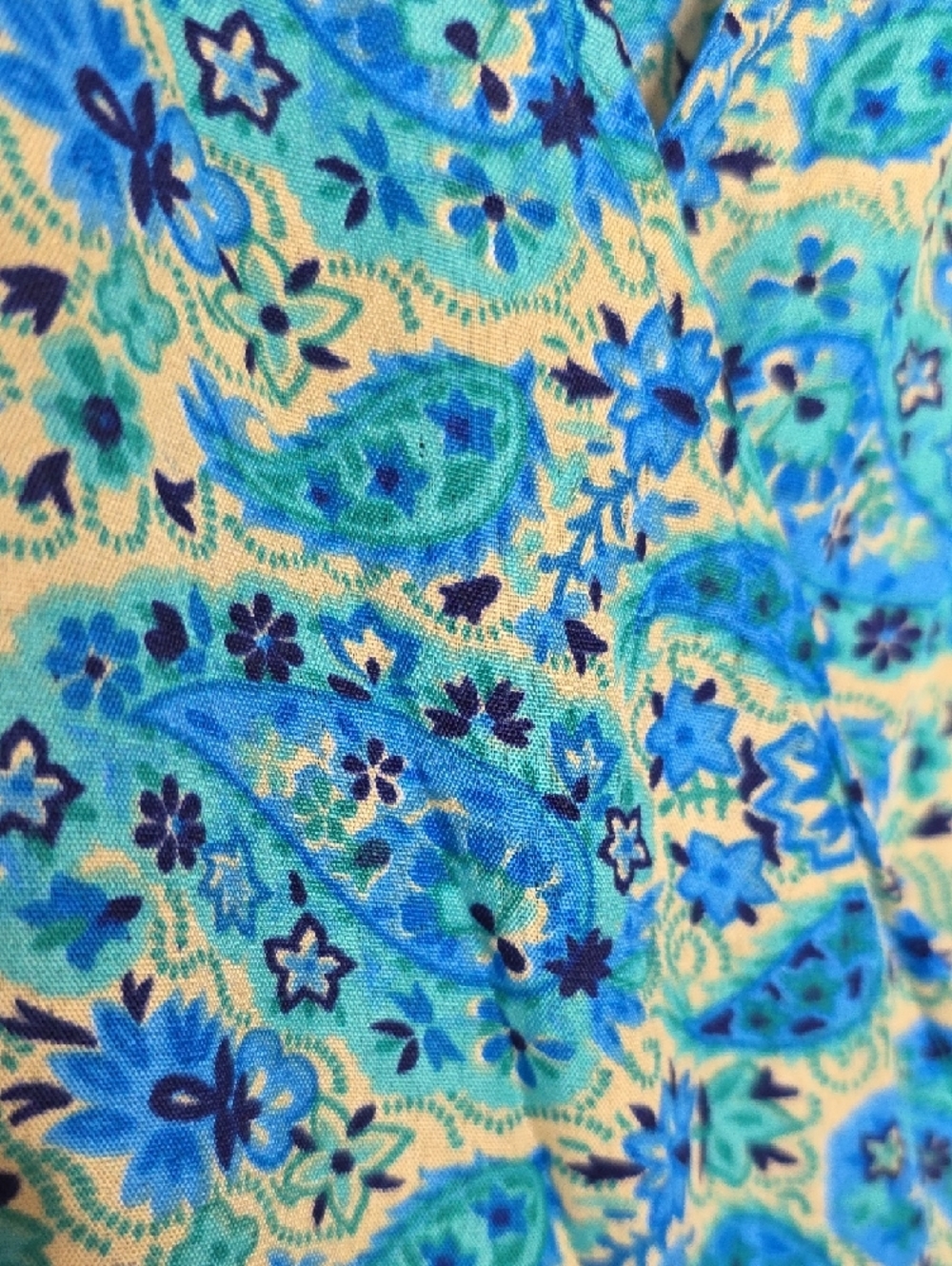 Vintage Silk Wrap Maxi Dress Blue Paisley Boho Womens M/L Cottagecore Resortwear - Picture 11 of 14